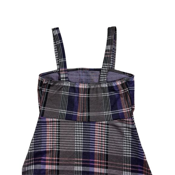 Forever 21 Sleeveless Plaid Mini Dress Size L Multicolor Wide Strap Preppy - Picture 2 of 6
